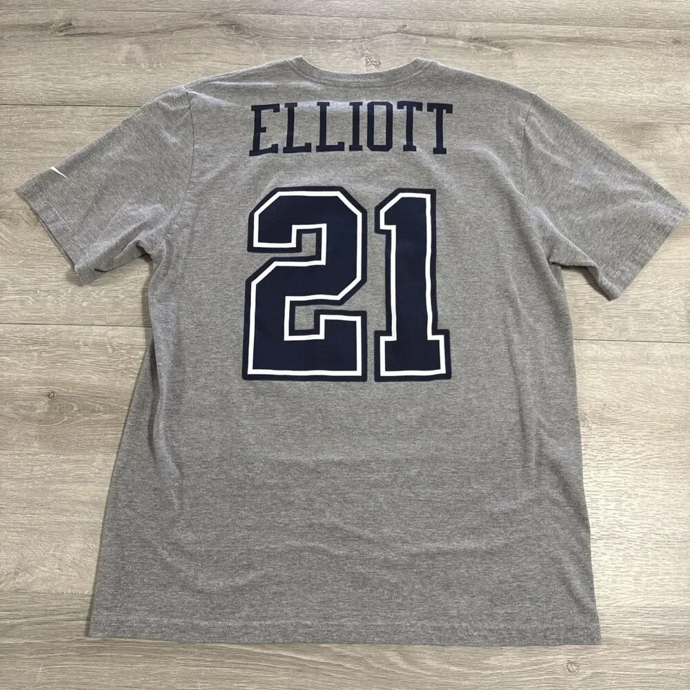 Ezekiel Elliott Shirt Dallas Cowboys Football Nike Men's Gray Tee Large